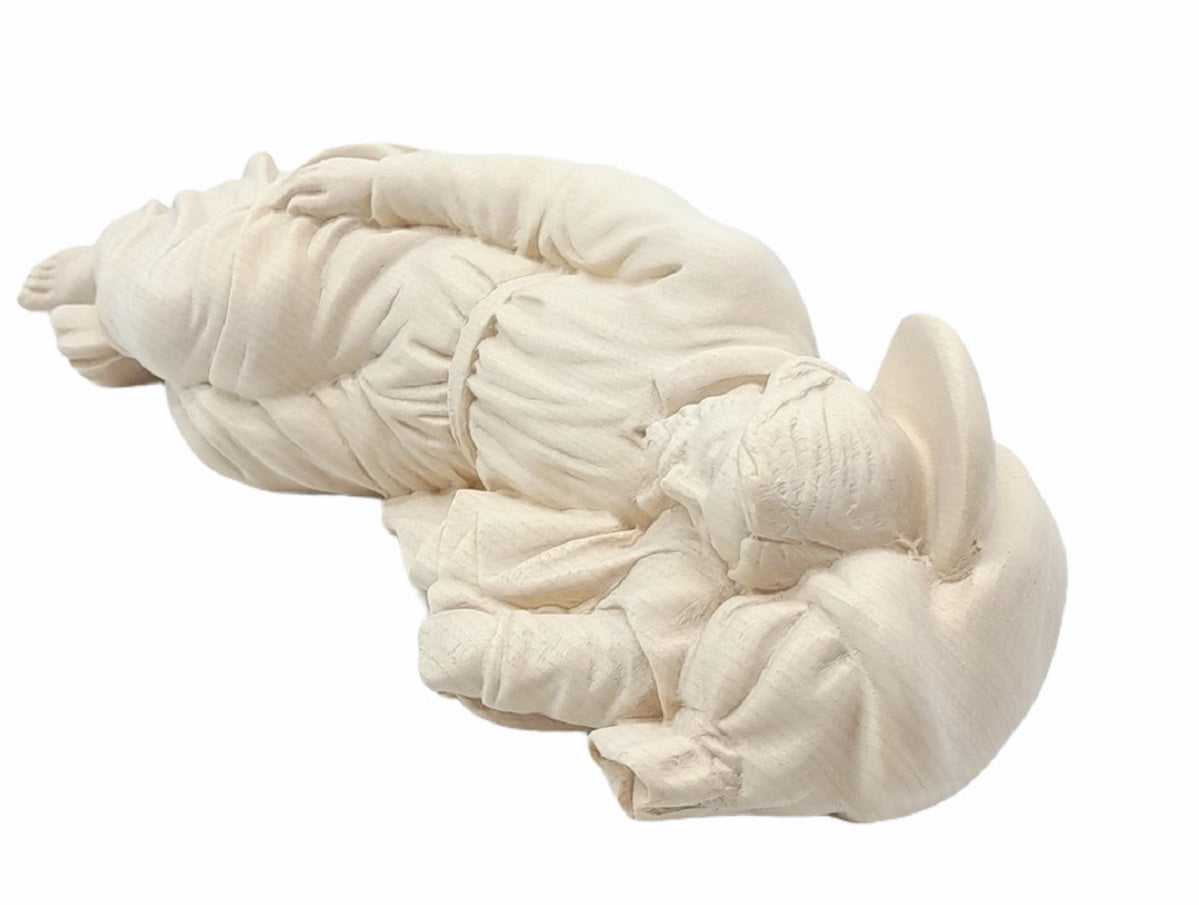 Sleeping Saint Joseph wood carved statue - color