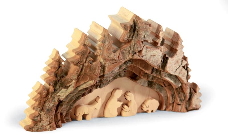 Krippen Bild aus Holz 18 cm x 11 cm