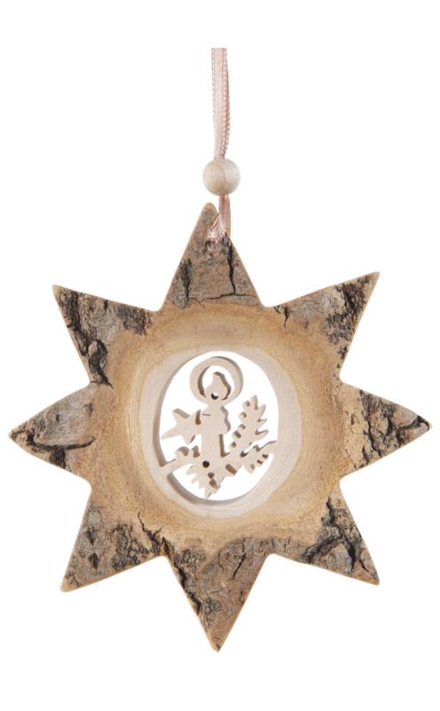 Rindenhänger Stern, Dolfi Christbaumschmuck Holzanhänger
