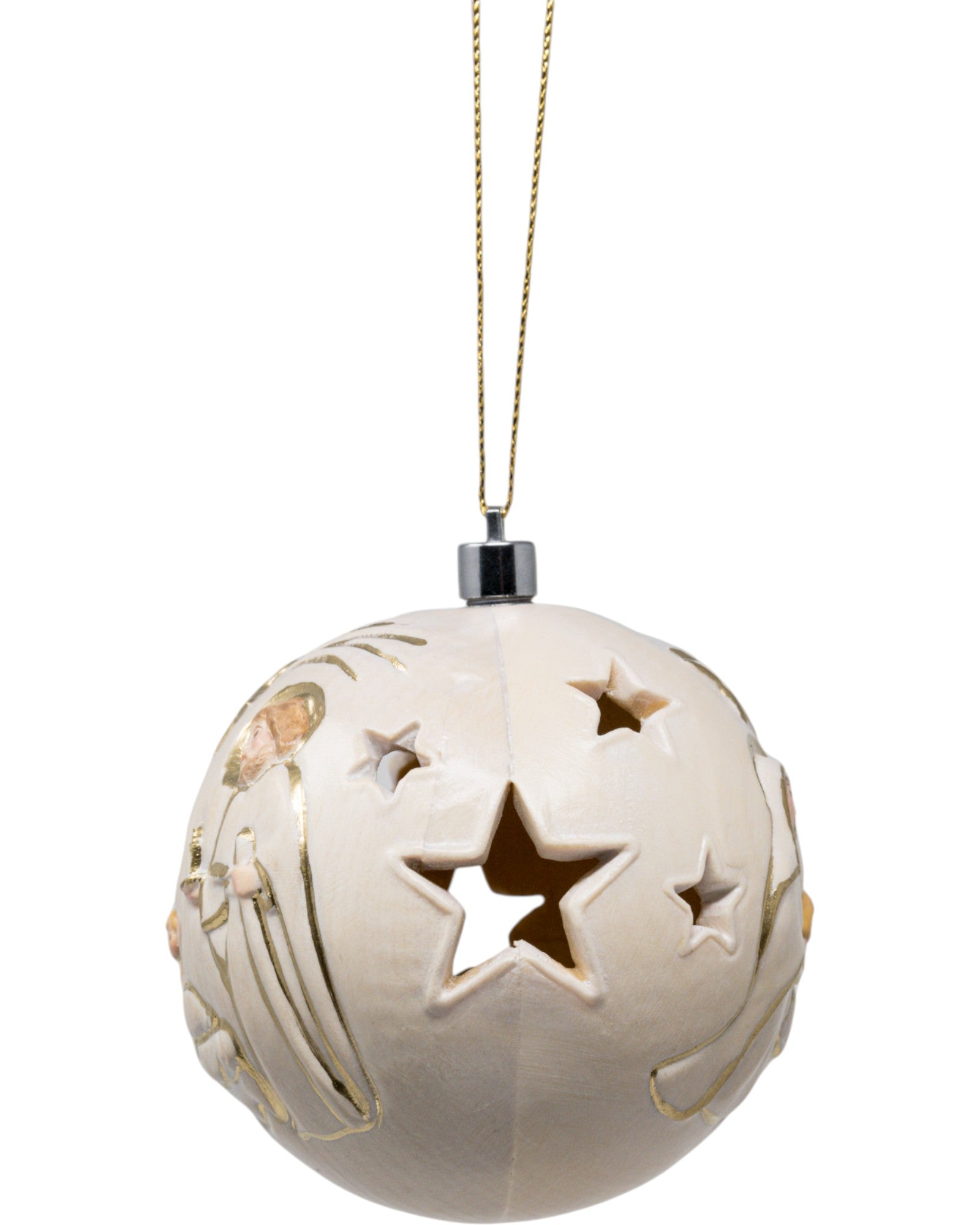 Weihnachtskugel aus Holz mit Licht - mit Ölfarben lasiert