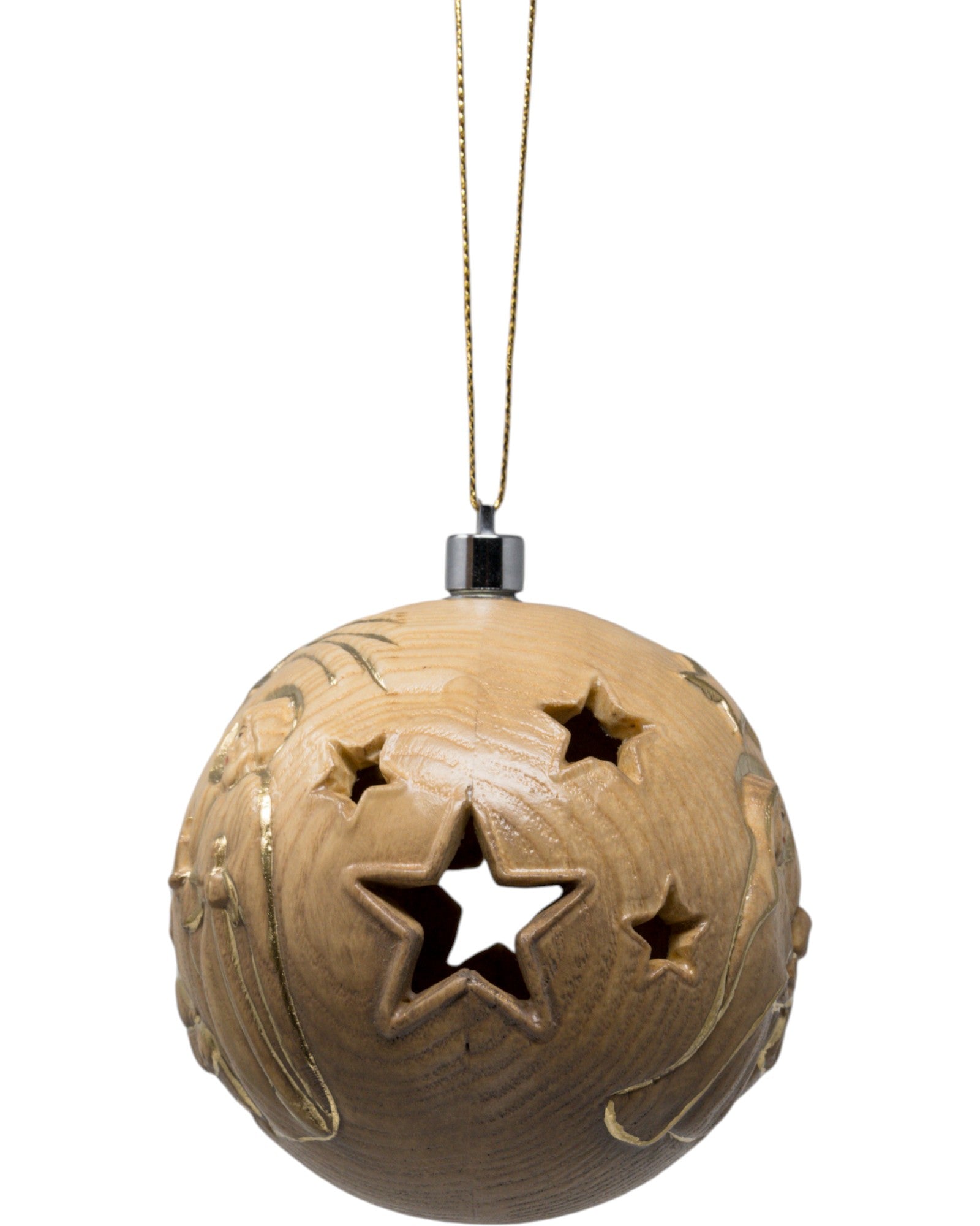 Weihnachtskugel aus Holz mit Licht - mit Ölfarben lasiert