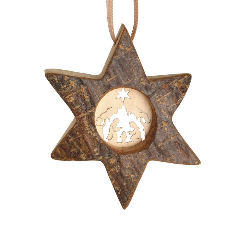 Estrella de corteza de madera para colgar