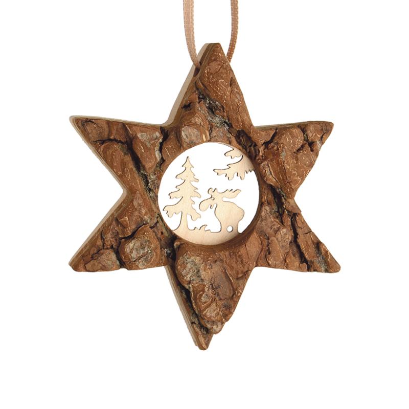 Estrella de corteza de madera decoración navideña
