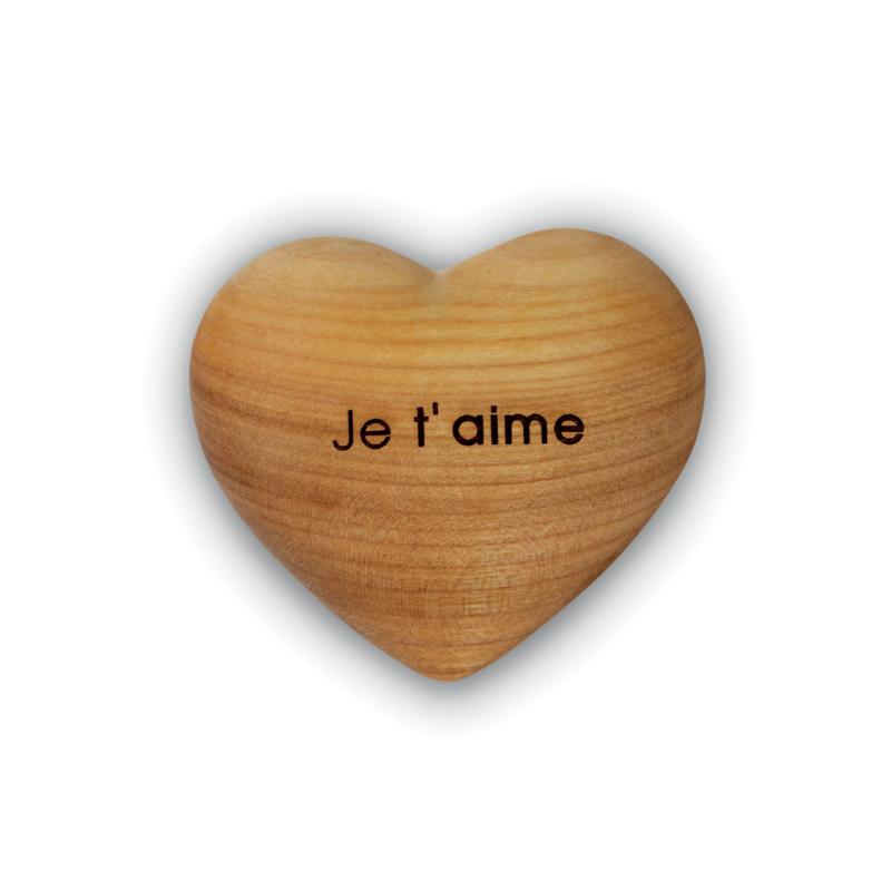 Corazón de madera con dedicatoria Je t'aimè