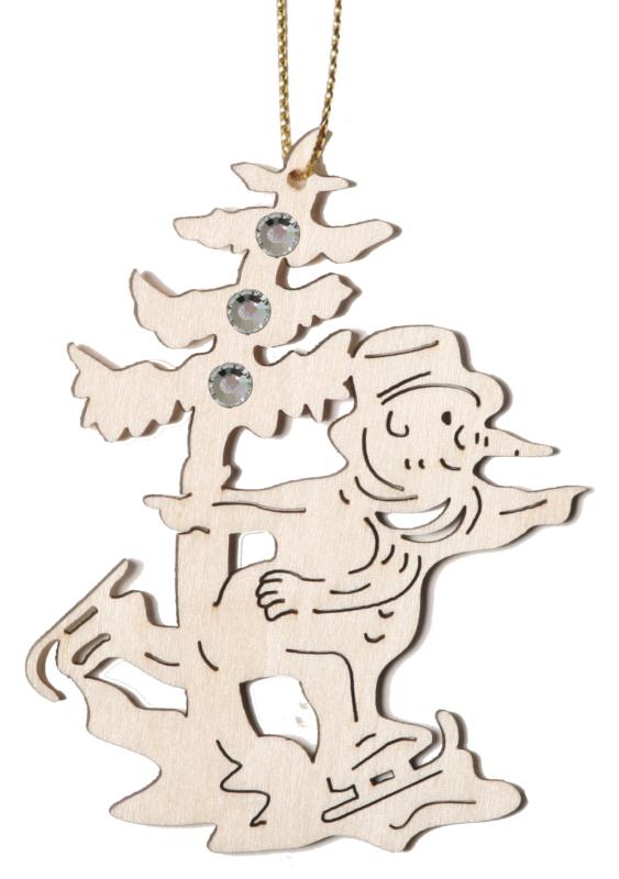 Weihnachtsmann mit Schlittschuhen mit Swarovski
