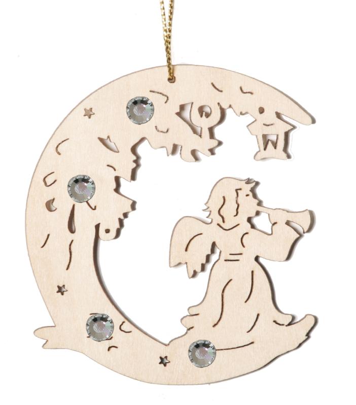 Mond mit Engel und Swarovski Kristallen