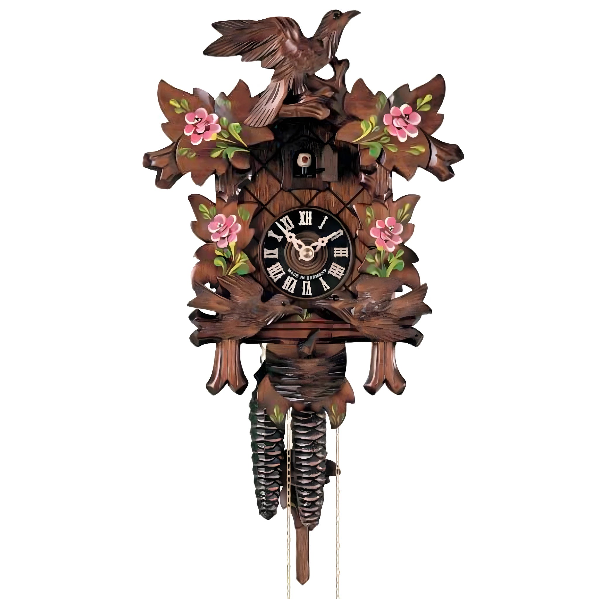 Carved Wooden Cuckoo Clock: Authentic German Black Forest Style