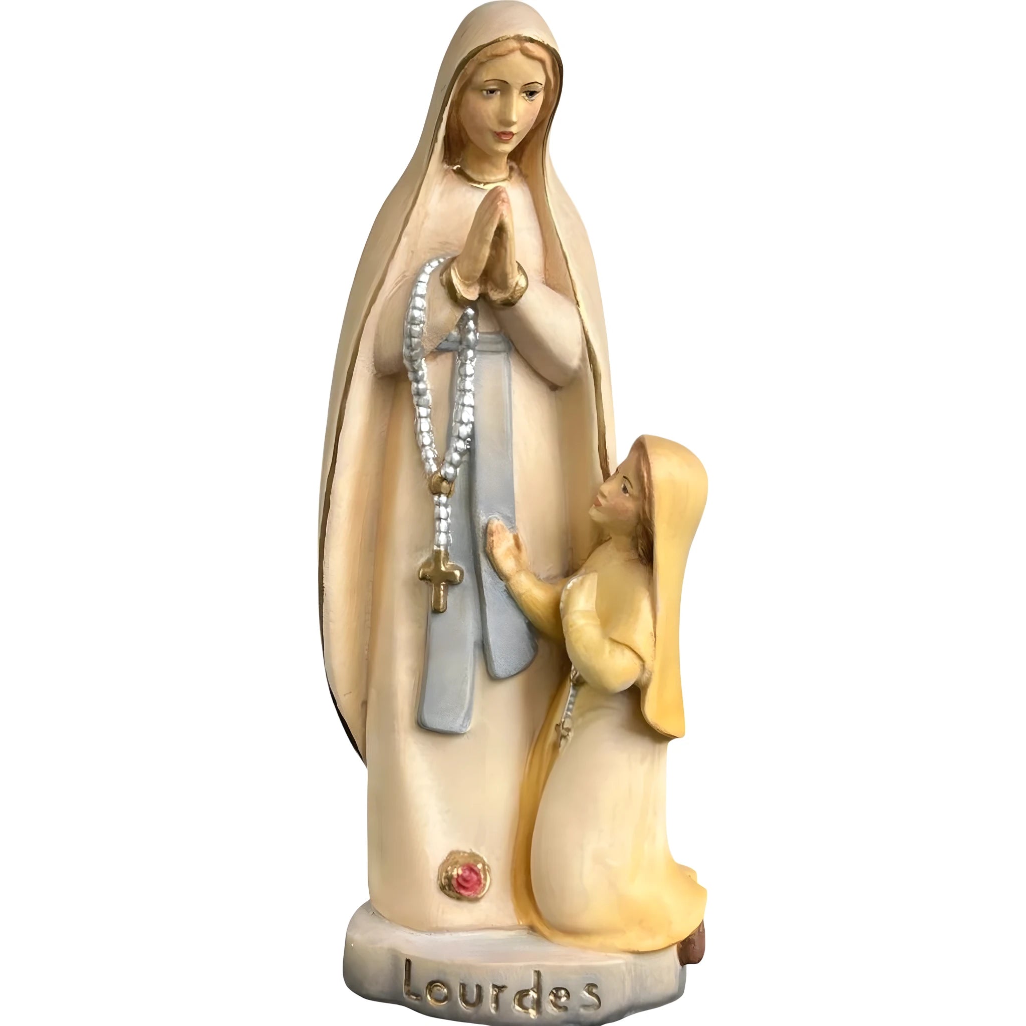 Statue of Our Lady of Lourdes with Saint Bernadette in Wood, Val Garde ...