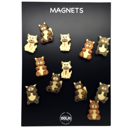 24 Holz-Magnete mit Katze