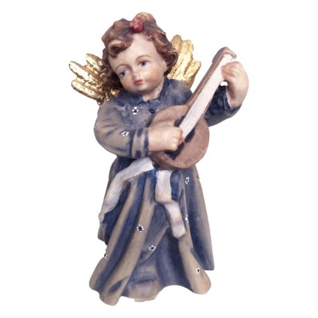 Holz Engel mit Mandoline in barockem Stil - lasiert