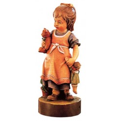 Wooden miniature sculpture Girl with doll
