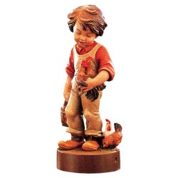 Wooden Figure Child with basket and his chickens