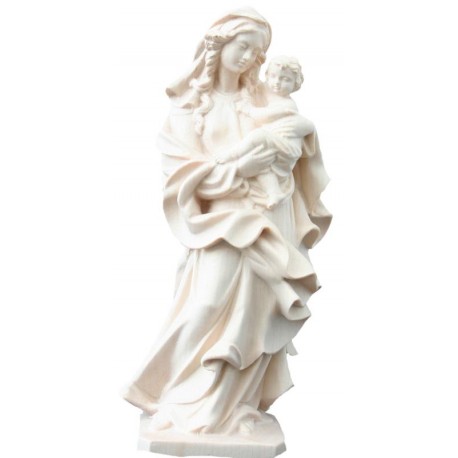 Madonna del Cuore statua in legno - naturale