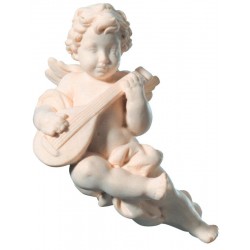 Flying Putti Angel with Mandolin Guitar - natural