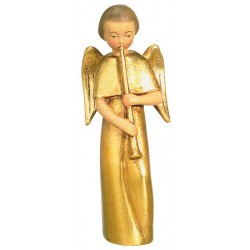 Modern Style Angel with Flute - Wood golden with gold leaf