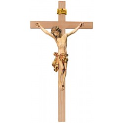 Kruzifix mit Christuskörper auf geraden Balken - Vergoldetes Tuch