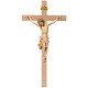 Corpo di Cristo su croce dritta scolpito in legno - drappo bianco
