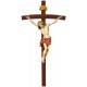 Gesù Cristo barocco su croce curva scura - drappo rosso
