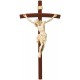 Body of Christ wood carved on curved dark - natural