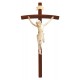 Corpo di Cristo su Croce curva scura in legno - naturale