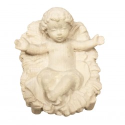 Bambino Gesù con culla in legno - naturale