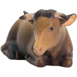 Lying ox carved in wood - color