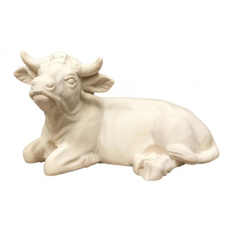 Wooden sculpture of a lying ox - natural