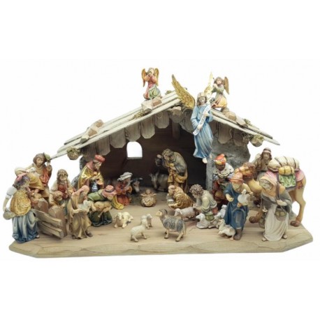 Matteo Nativity 27-Nativity figures with cot stable - color