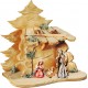 Holy Family with Stable in wood carved - color