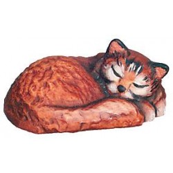 Sleeping Cat carved wood - color