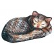 Schlafende Katze aus Ahornholz geschnitzt - Bemalt