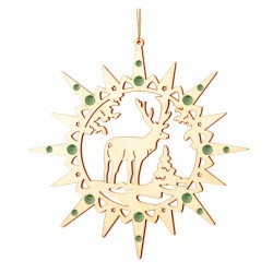 Ornament Star with moose with Swarovski crystals