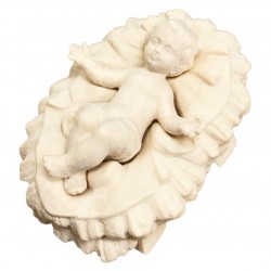 Infant with Cradle carved in maple wood - natural