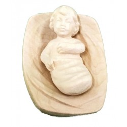 Infant with Cradle wood carved - natural