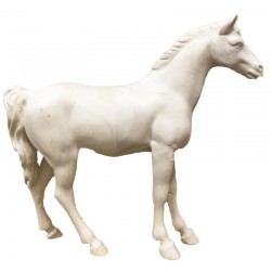Pferd stehend Holzfigur geschnitzt Krippenfigur - Natur