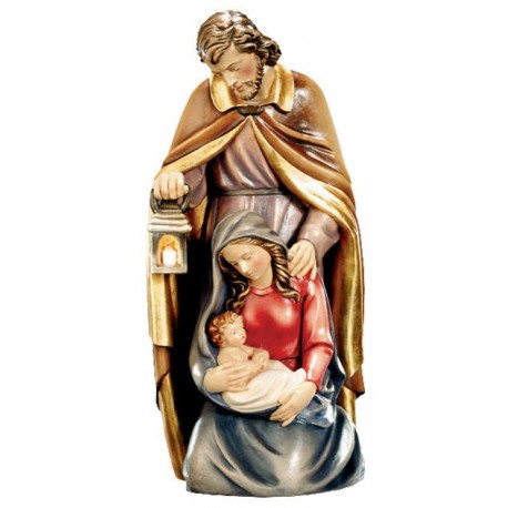 Holy Family in Baroque Style carved in wood - color