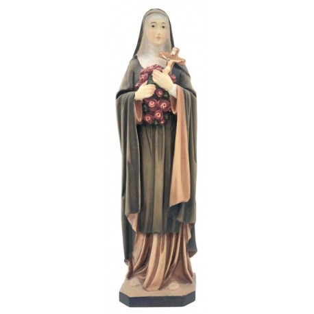 St. Therese of Lisieux with Roses and Crucifix wood carved - painted