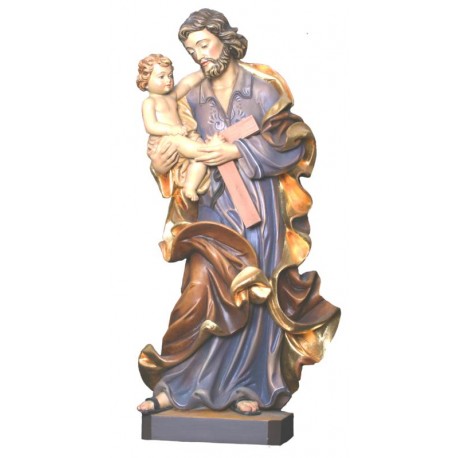 Heiliger Josef mit Kind aus Holz - lasiert