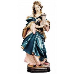 Saint Barbara with tower wood carved - color