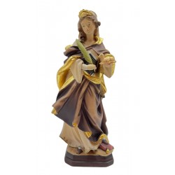 St. Agnes carved in wood with lamb - color