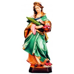 Saint Dorothy carved with basket of flowers - color