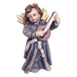Holz Engel mit Mandoline in barockem Stil - mit Ölfarben lasiert