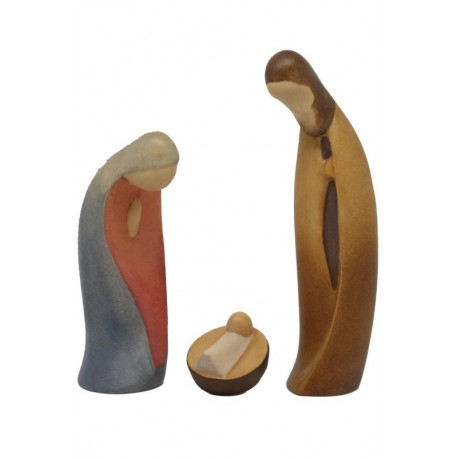 Sacra Famiglia natività moderna in legno - colorato a olio