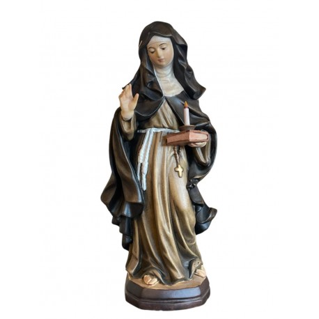 Saint Bridget with Candle wood carved statue - color