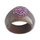 Wood carved Ring Violet |wood inlay Swarovski Crystals Ring