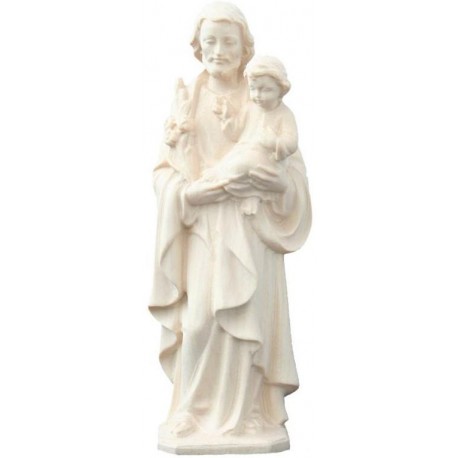 Heiliger Josef mit Jesus Kind und Lilie aus Holz - Natur