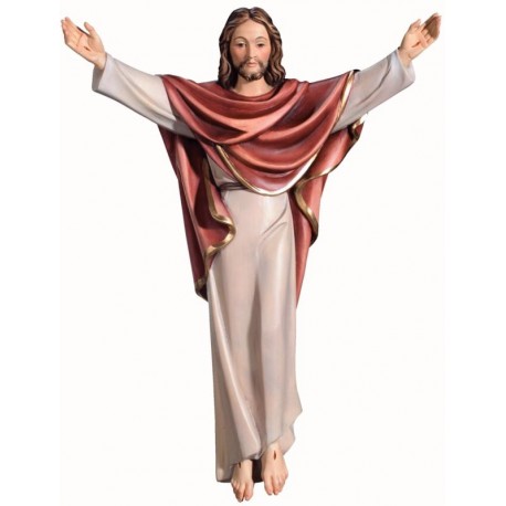 Gesù Cristo Re Risorto in legno acero - colorato a olio