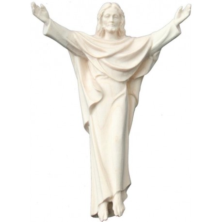 Jesus Risen Christ wood carved statue - natural