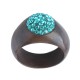 Walnut Ring with Turquoise Swarovski Crystals