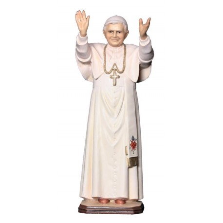 Papst Benedikt XVI Heiligenfigur aus Holz - lasiert
